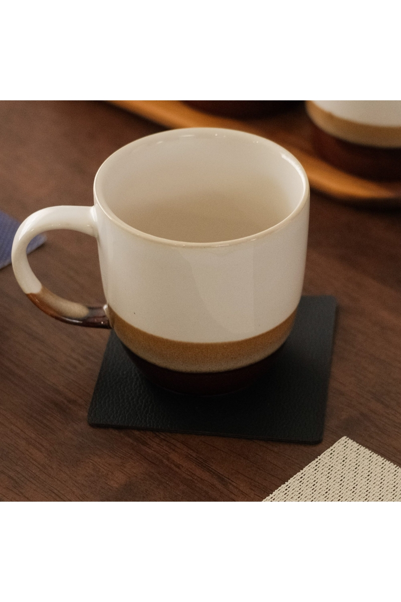 Black & Teal Premium PU Leather Coasters (Set of 4)
