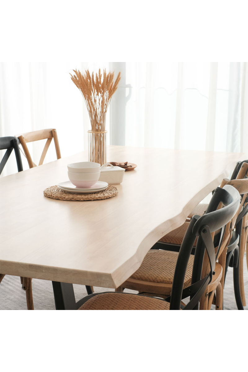 Fletcher Washed Oak Faux Live Edge Dining Table 190cm