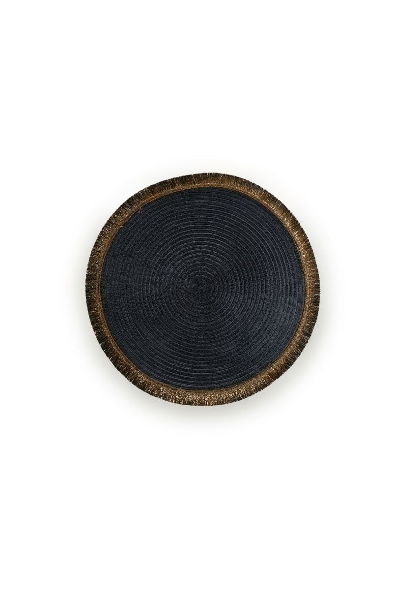 Fringe Black Round Placemat