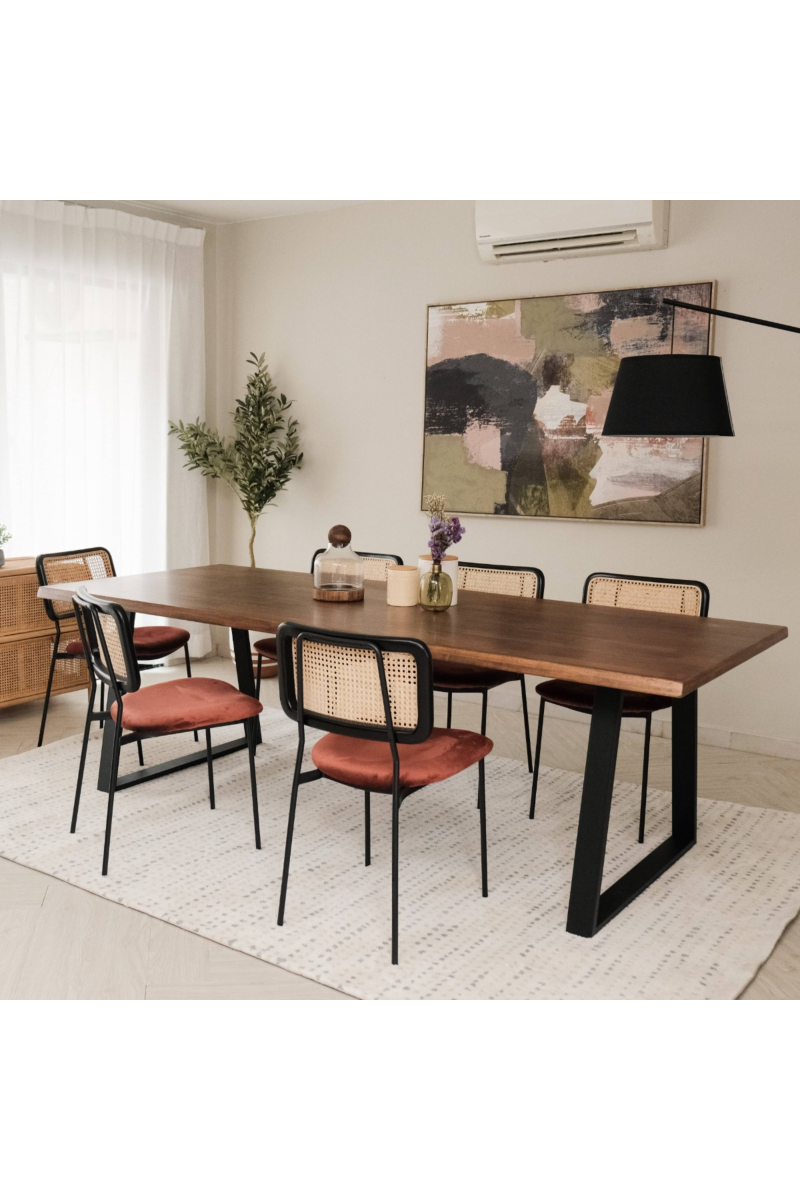 Gaia Ebony Dining Chair Umber Brown Velvet