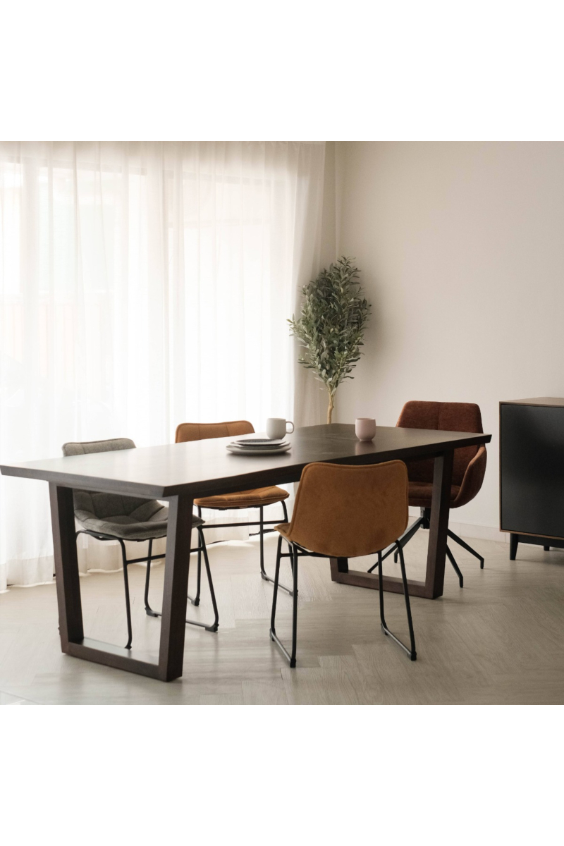 Madeline Cedar Brown Faux Live Edge Dining Table 210cm