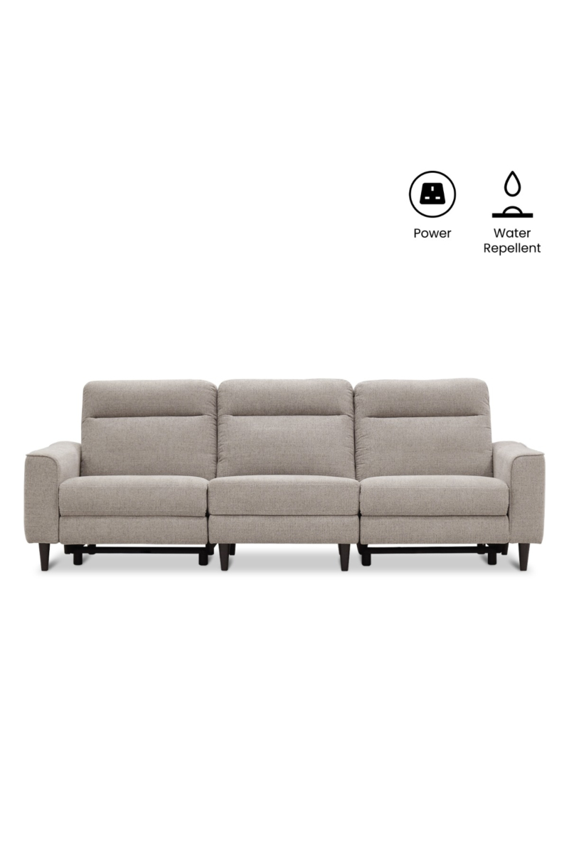 Linus Stone Grey 3 Seater Double-Power Reclining Sofa