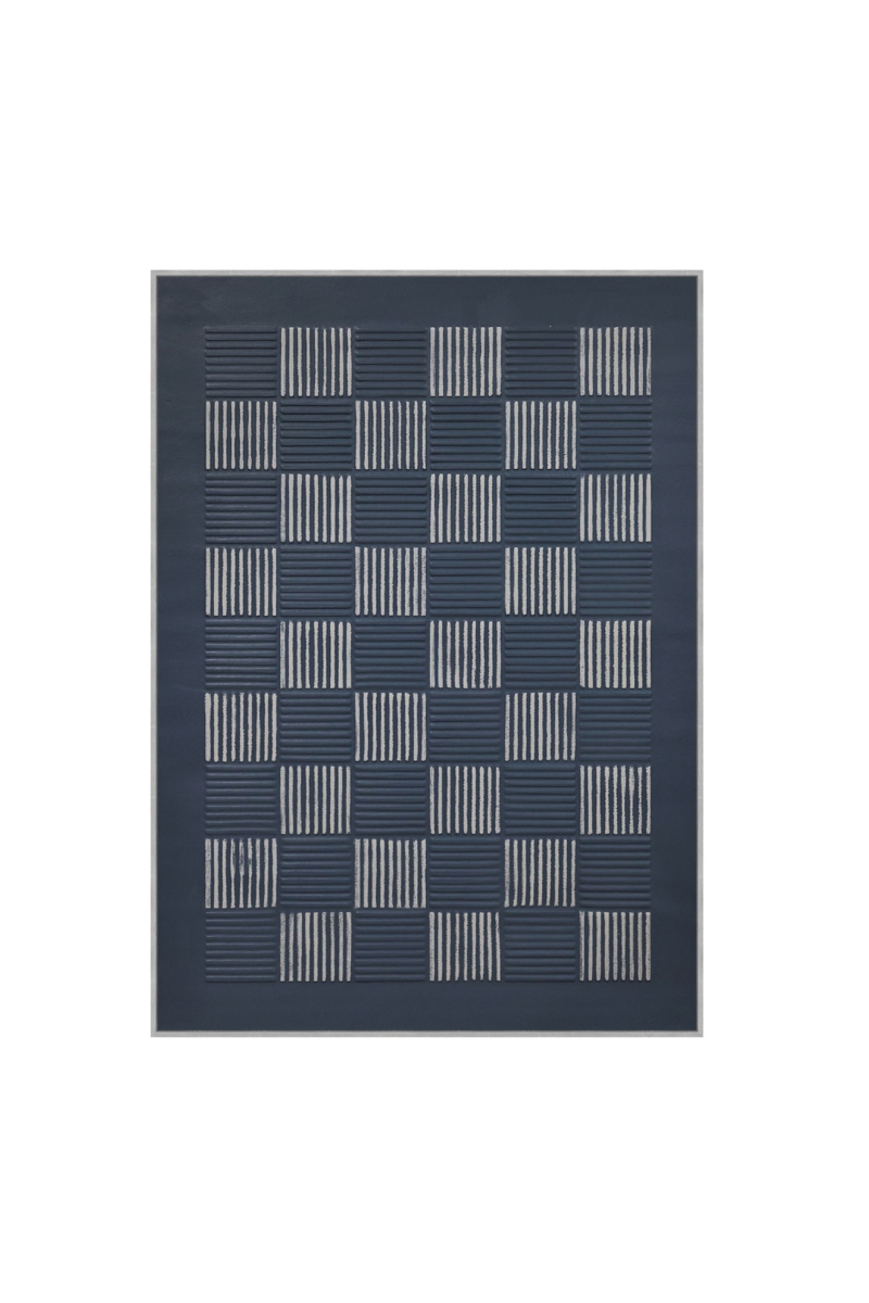 Framed Canvas 100x140cm Chic Plaster - Blue Squares